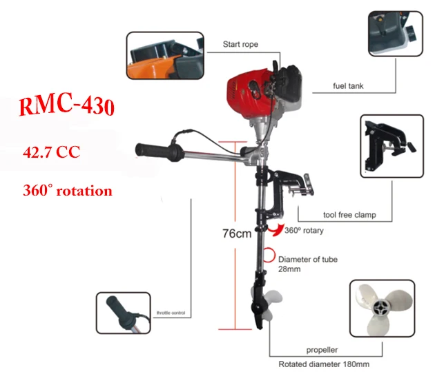 2stroke High Quality Outboard Motor Rmc430 3 Hp Electric Boat Motor