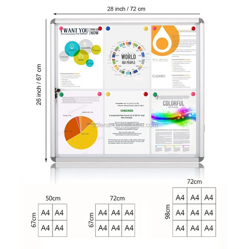 High Quality Standard Size Display Board Enclosed Bulletin