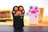 Wholesale - 3D Model Silicone Phone Case For Iphone 5 5S High Quality New Fashion 3D Cute Cat Claw Design Protection Cover