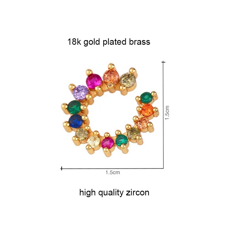 Trade assurance order dubai 24k cubic zircon earrings trendy colorful zircon stud earings