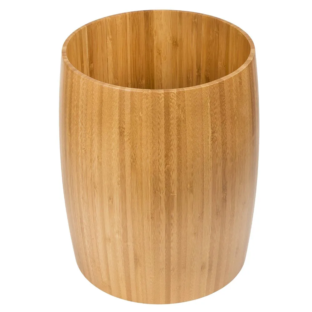 Bamboo Round Trash Can Wastebasket,Small Garbage Container Bin For