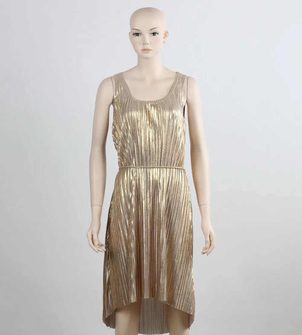 gold pleated gown