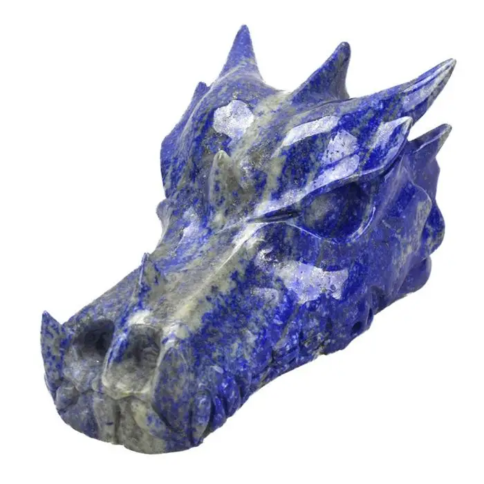 High Quality Natural Lapis Lazuli Quartz Dragon Skulls Crystal Carved Large Size Dragon