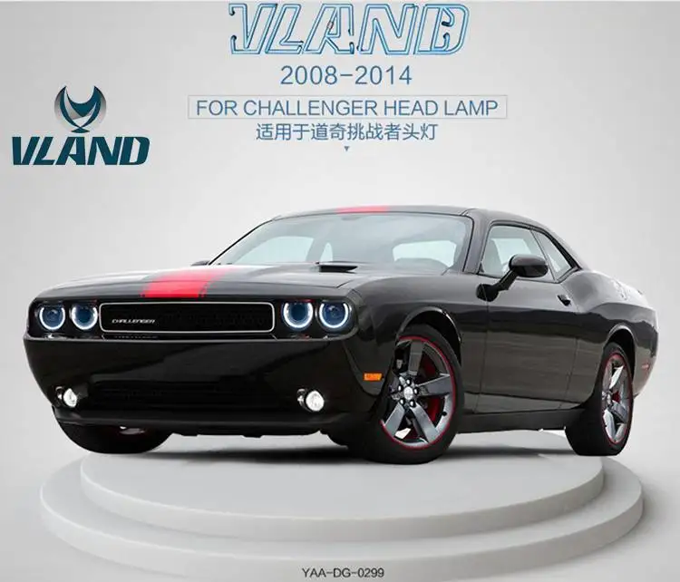 VLAND Car Lamp Factory For LED headlights For Dodge Challenger 2008-2014 Xenon Head Lights Plug And Play With Sequential Signal