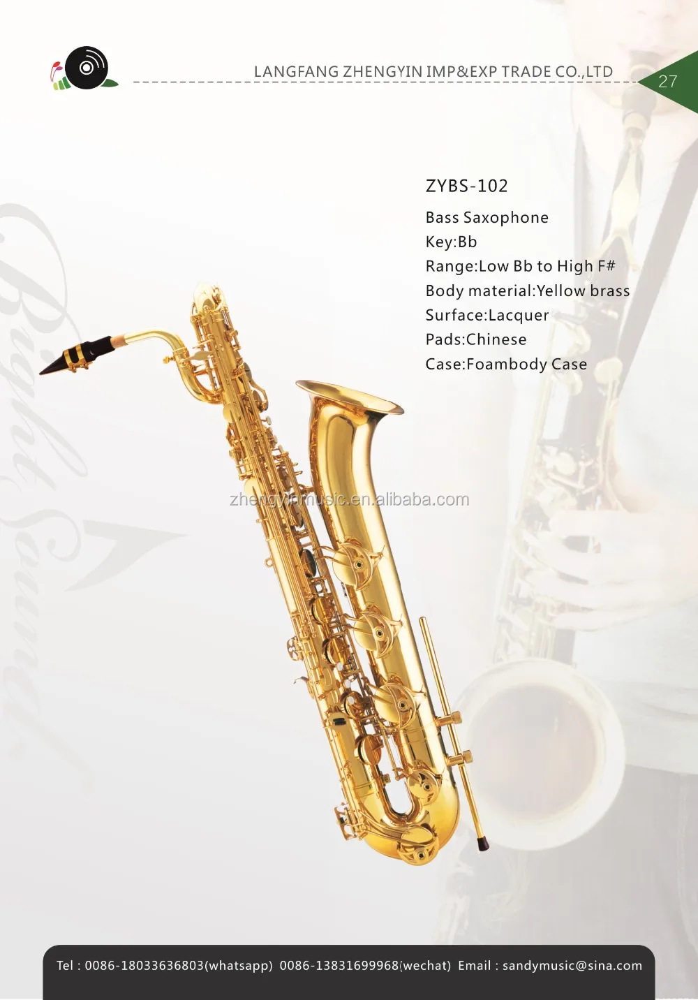 Woodwind Factory Produce Bass Saxophone Buy Bass Saxophone With Case