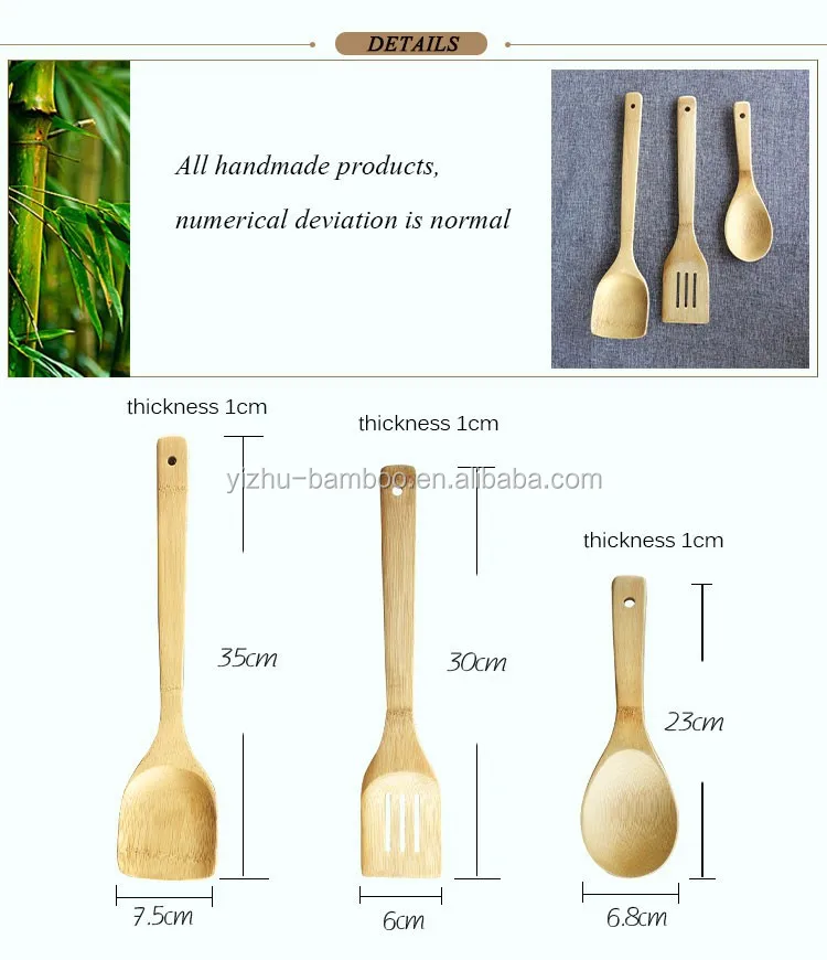 5 Piece Bamboo Wooden Spoon And Utensils Set - Natural Eco Friendly ...