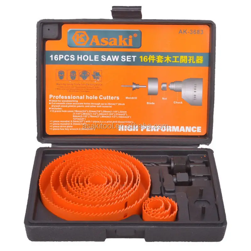 16 Pcs Wood Hole Saw Set - Buy Hole Saw Set,Wood Hole Saw Set,Hole Saw