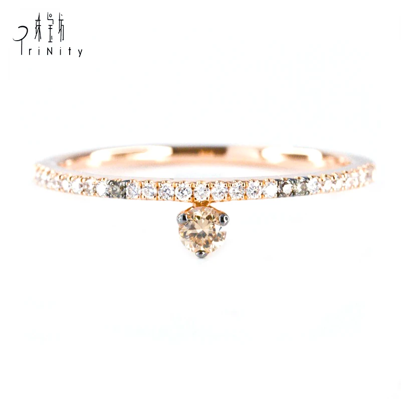 Vintage Diamond Jewellery brown diamond Ring 14K Solid Gold Art Deco Petite Antique Ring