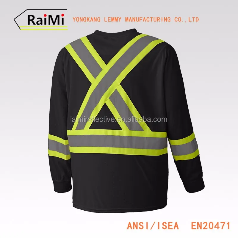 Custom Navy Blue T Shirt Designs Long Sleeve T Shirt With Reflective