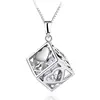 Wholesale 925 Sterling Silver Box Shaped Built-in Zircon Love Necklace