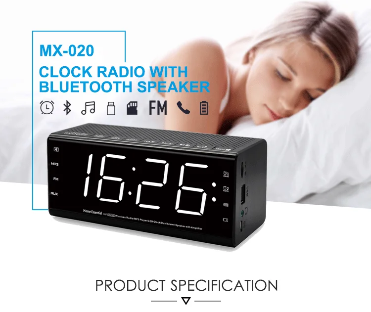 Big Display Led Light Bedside Electronic Alarm Clock With Fm Am Radio