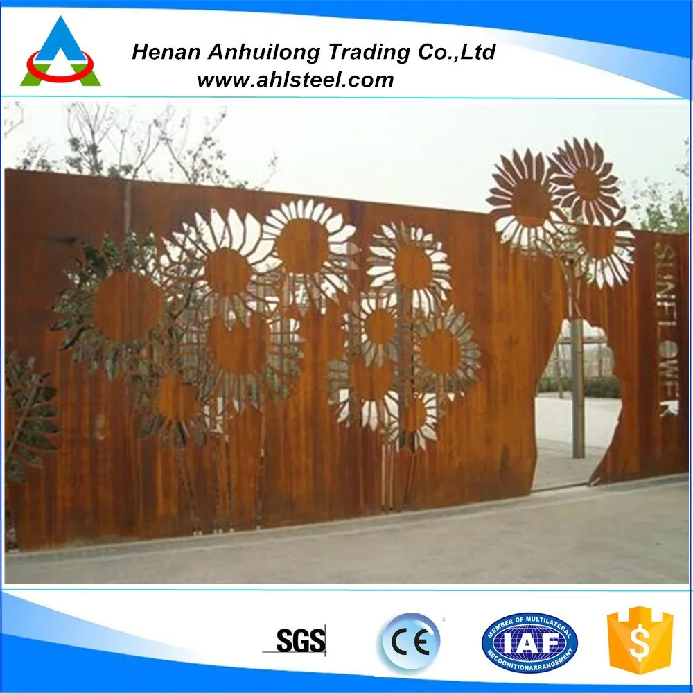 Laser Cut Corten Steel Sheets For Garden Wall Hanging Screen With Frame