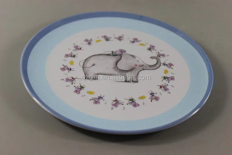 Elephant Print 11" Melamine round plate