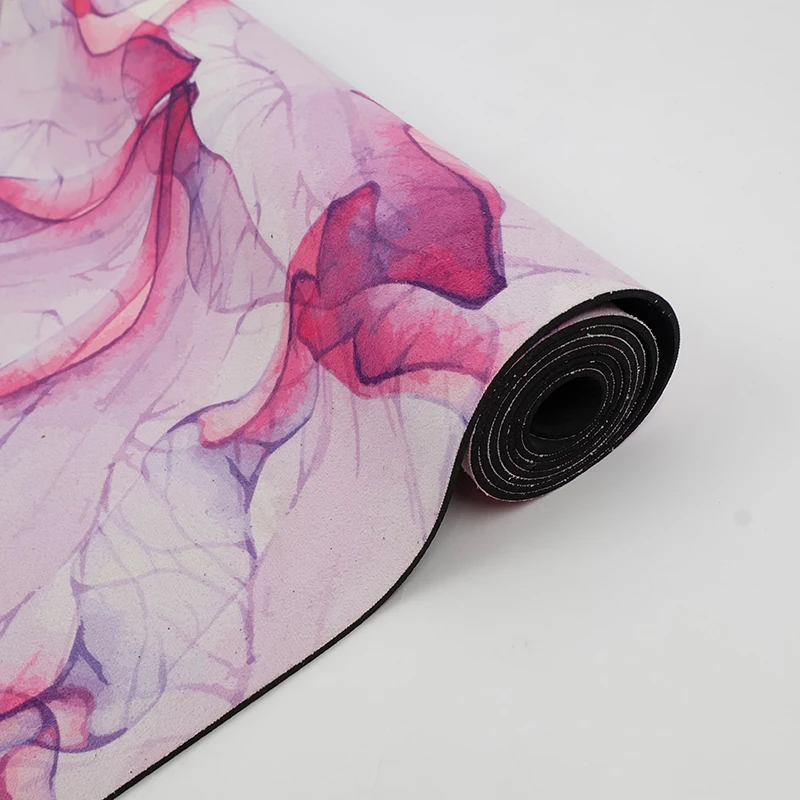 Natural rubber non slip high quality custom logo and printing suede german sheep skin wool wholesale Yoga Mat