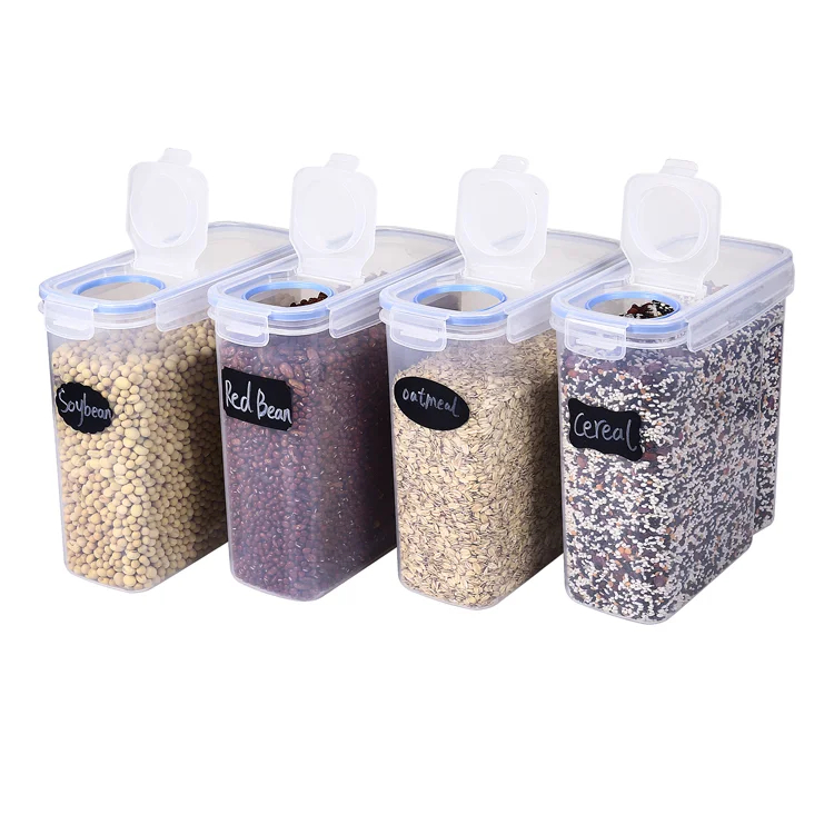 4l 4 Pack Plastic Dry Food Storage Containers/box Dispenser Cereal Food