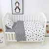 Plain Color Printed 100% cotton Children Baby Kids 3pcs Crib Bedding Set for Spring Autumn Winter