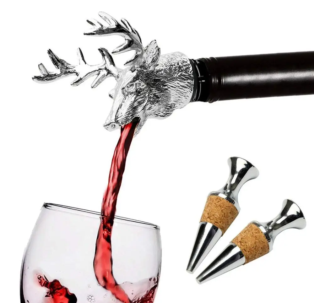 2019 Wine Aerator Pourer Christmas Deer Head Wine Decanter And Wine