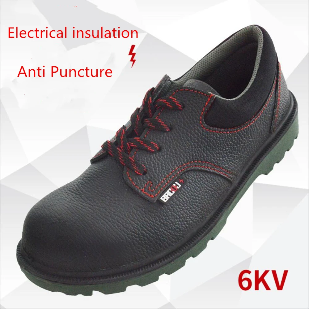 
Big brand Anti smash stab resistant 6kV insulated leather protective shoes with steel toes 