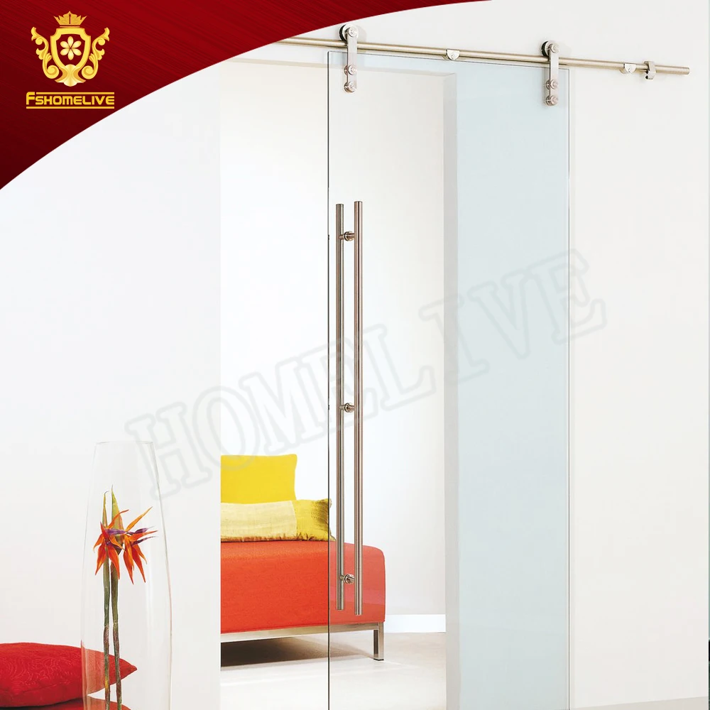 Межкомнатная раздвижная закаленная Безрамная матовая стеклянная дверь сарая с hardwares
