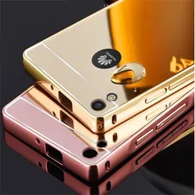 For Huawei Ascend P6 P7 Case Luxury Glitter Mirror Plating Metal Aluminum+Acrylic PC 2 in 1 Back Cover Capa Para Fundas