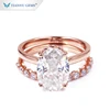 Tianyu gems ice oval cut moissanite 18k rose gold engagement ring set