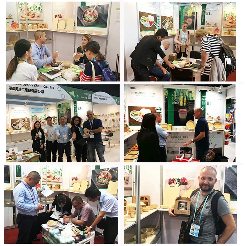 Reusable Bamboo Fiber Serving Plate Tray Sets Tableware Microwave Safe