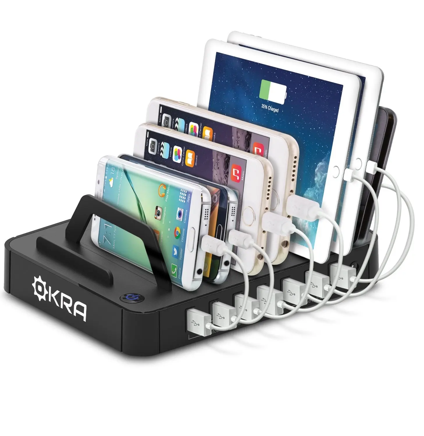 Okra 7 Port Usb Charging Station Quick Charge 2 0 Universal Okra 7 Port Hub Usb Desktop Universal Charging Station Multi Device Dock For Iphone