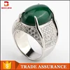 wholesale flat oval rings peru 925 sun silver jewelry ring with CZ stone Green natural stone silver jewelry men ring