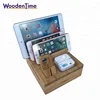 Bamboo Wood 3 In 1 Phone Stand Holder Phone Watch Display Stand Charging Station for iPhone Tablet PC Earphone
