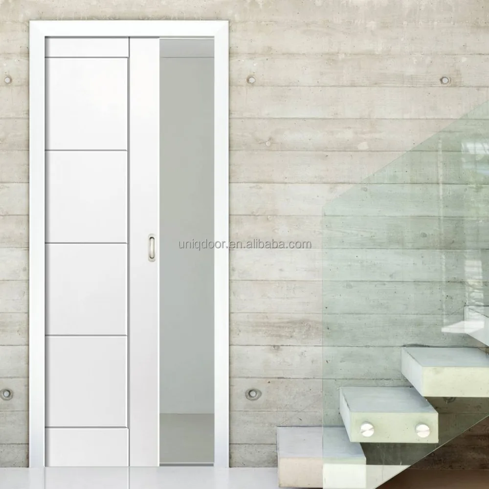 White Painted Flush Pocket Sliding Door Kits Buy Wooden Sliding