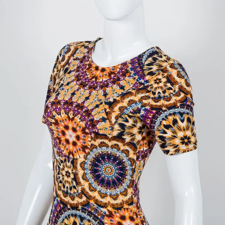 African Short Sleeve Knee Length Cotton Ethnic Ladies Dress