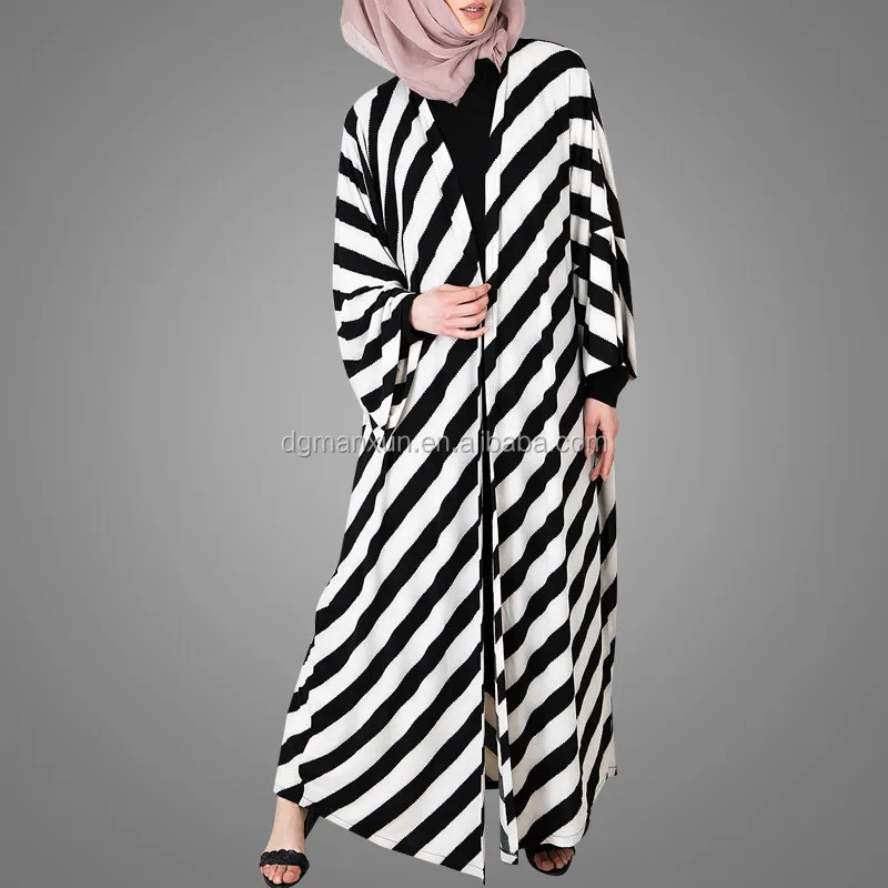 black and white striped abaya