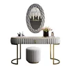 Bed Room Furniture Luxury Ins Style Velvet Glass Dressing Table Sets