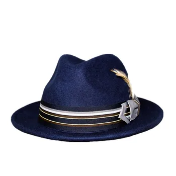 mens navy blue fedora hat