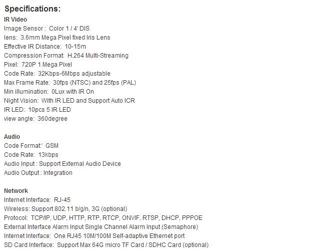 720P Wireless Network Camera