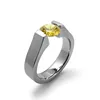 Yiwu Meise Yellow Sapphire High Setting in Stainless Steel Engagement Tension Ring