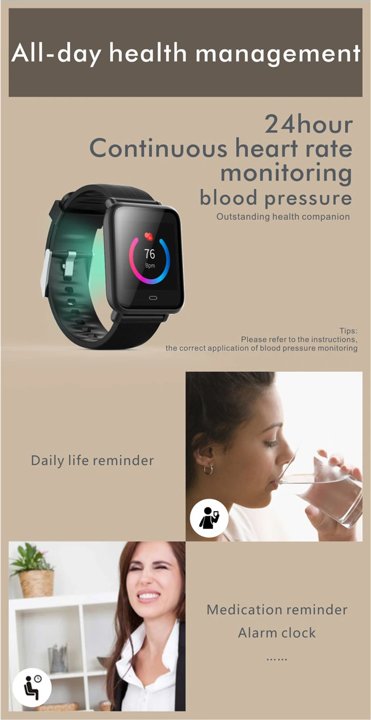 最佳销售智能手环可编程与Api和Sdk支持心率血压卡路里追踪器Q9