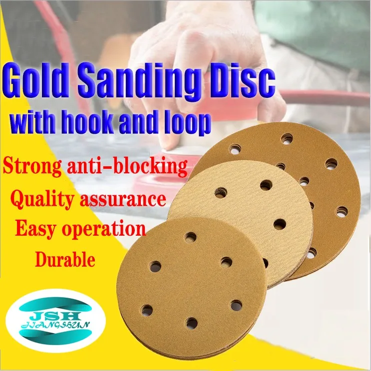 5'' 6 Holes Yellow Grit 40 To Grit 2000 Hook And Loop Orbital Abrasive