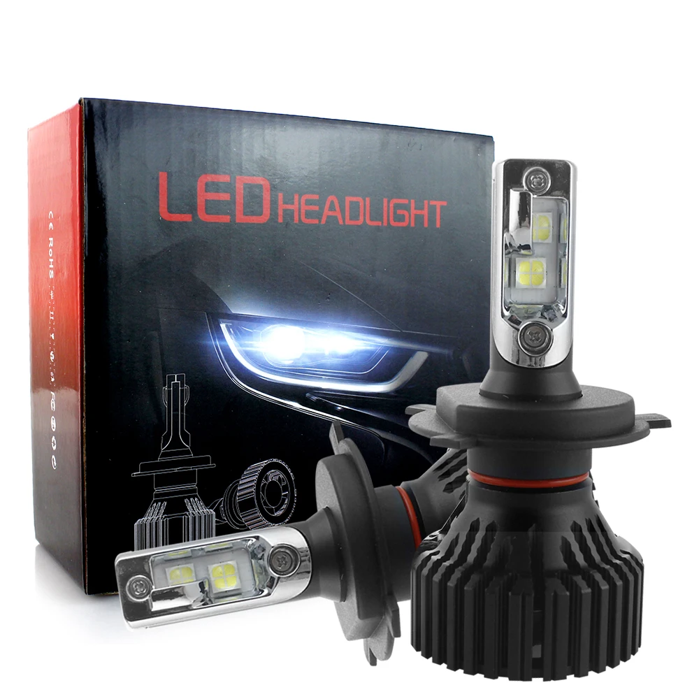 T8 LED Headlights Bulb 30W 8000lm 6500K Phi-ZES Chips 12V Auto Headlight Conversion Kits Plug & Play  H4 H7 9005