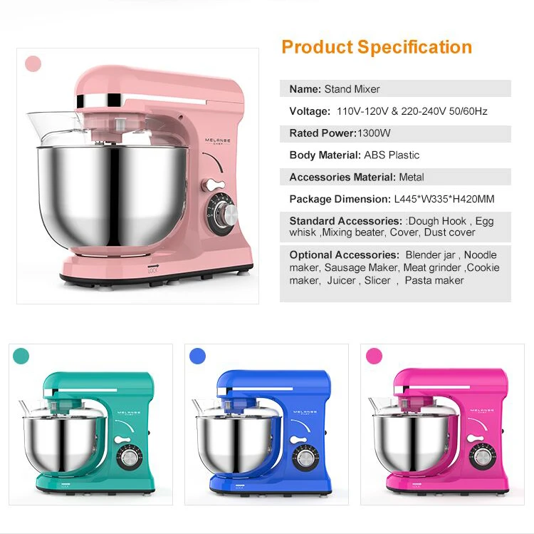 Factory wholesale professional 7l stainless steel multifunction flour dough stand mixer