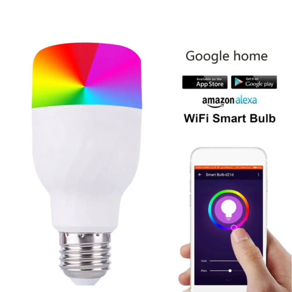 Smart light bulb led residential lighting wifi bulb work with alexa control 16 million color RGB lamp for home E7WIN