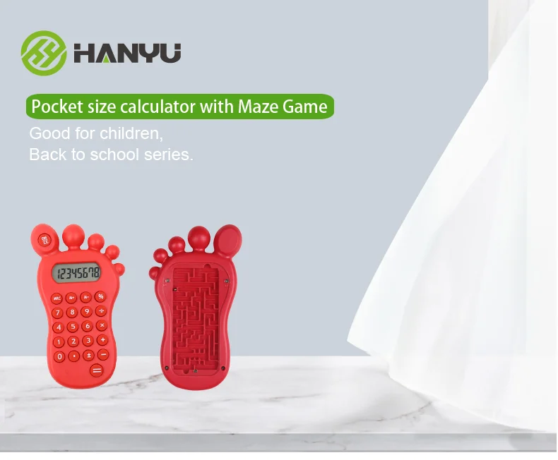 8 Digit Cute Foot Shape Pocket Calculator with Maze Game