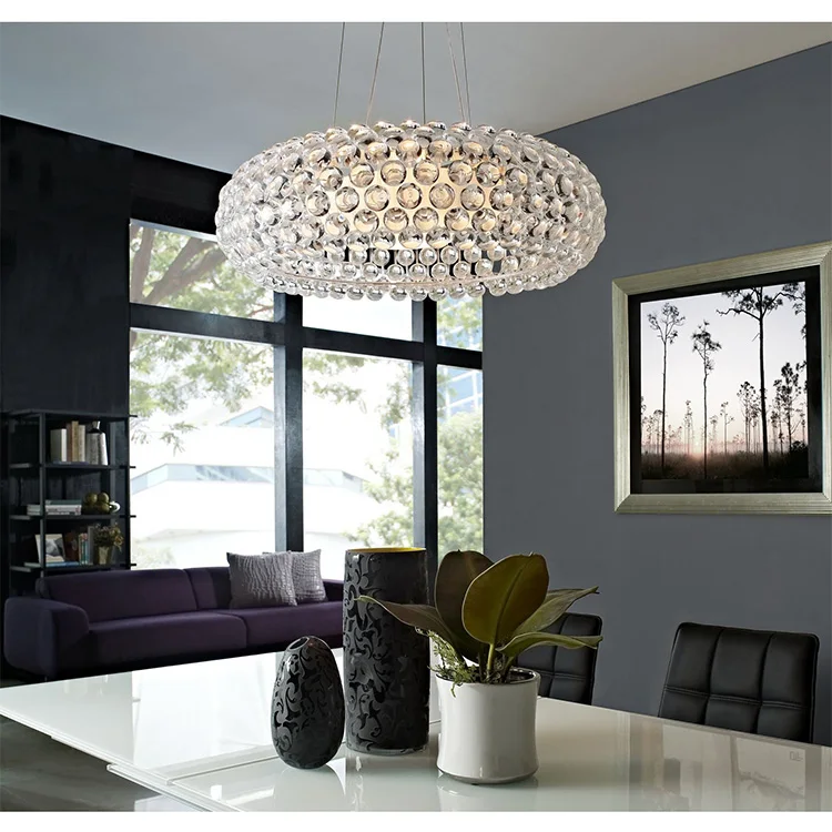 Round Transparent Glass Ball With Chrome Metal Frame Pendant Light