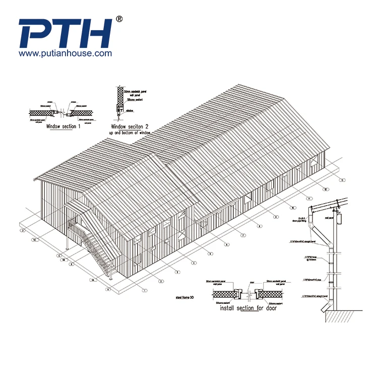 China Low Cost Prefabricated Double C Frame Houses For Dorm Camp