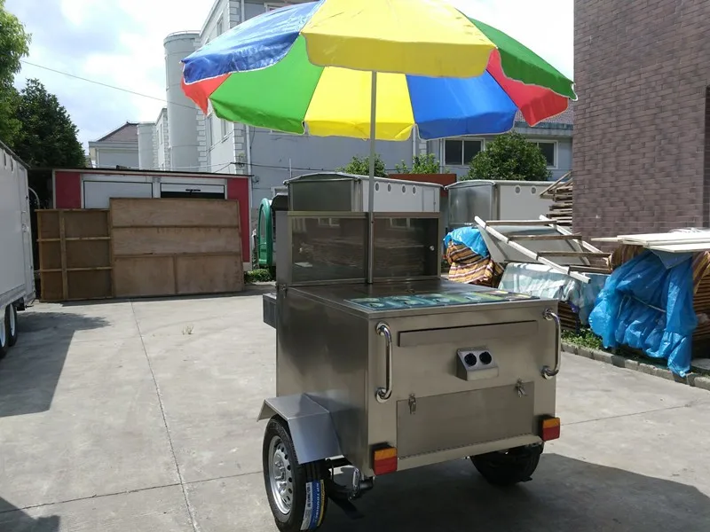 Chd120 Stainless Steel Traditional Street Push Food Cart Mobile Hot Dog Cart For Sale With