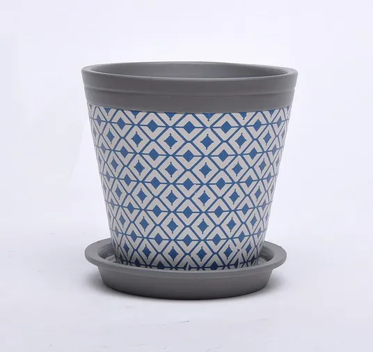 Custom style indoor cheap printed succulent plant flower pot in terracotta with saucer