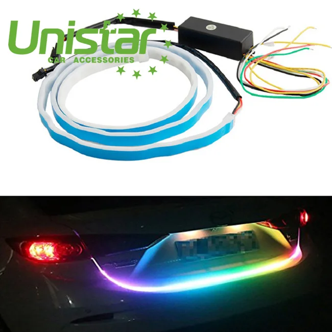 Unistar high quality 4color RGB 5050 multicolor 120cm car led light strip streamer brake turn signal led strip bar in best price