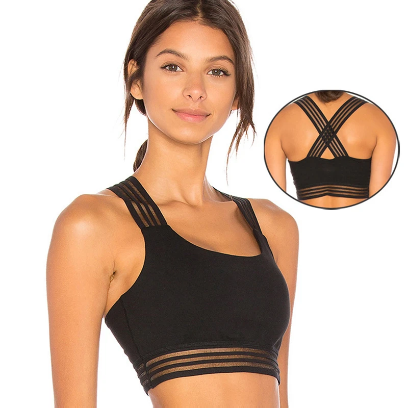 Women's High Impact Wireless Padded Cup Tank Top Gym Active Sports Bra