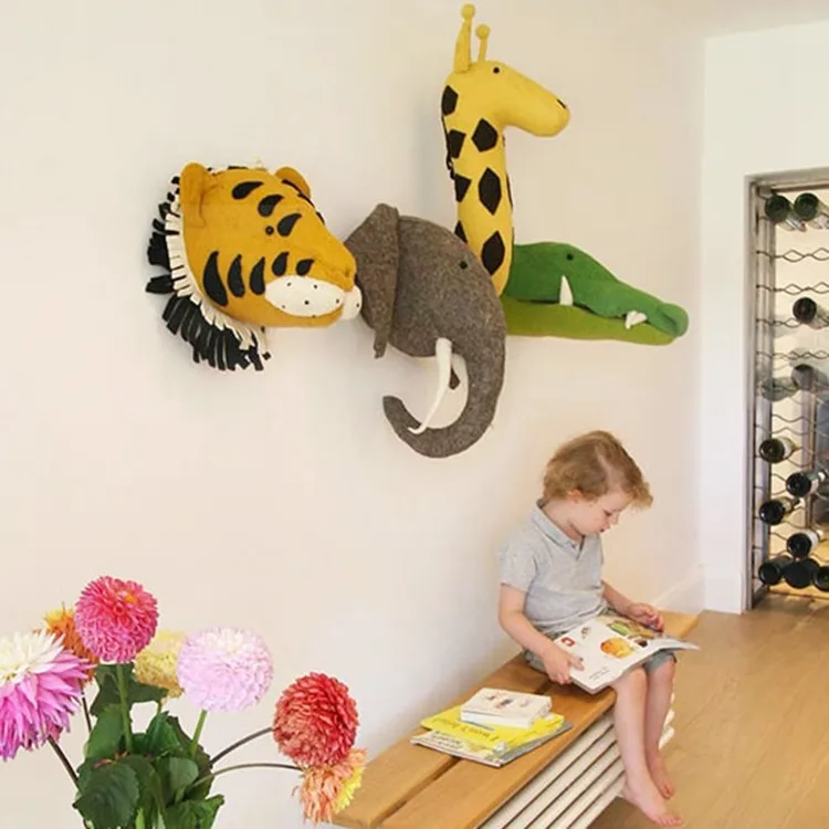 2016 3d Wall Hanging Home Decoration Modern Felt Animal Head Wall