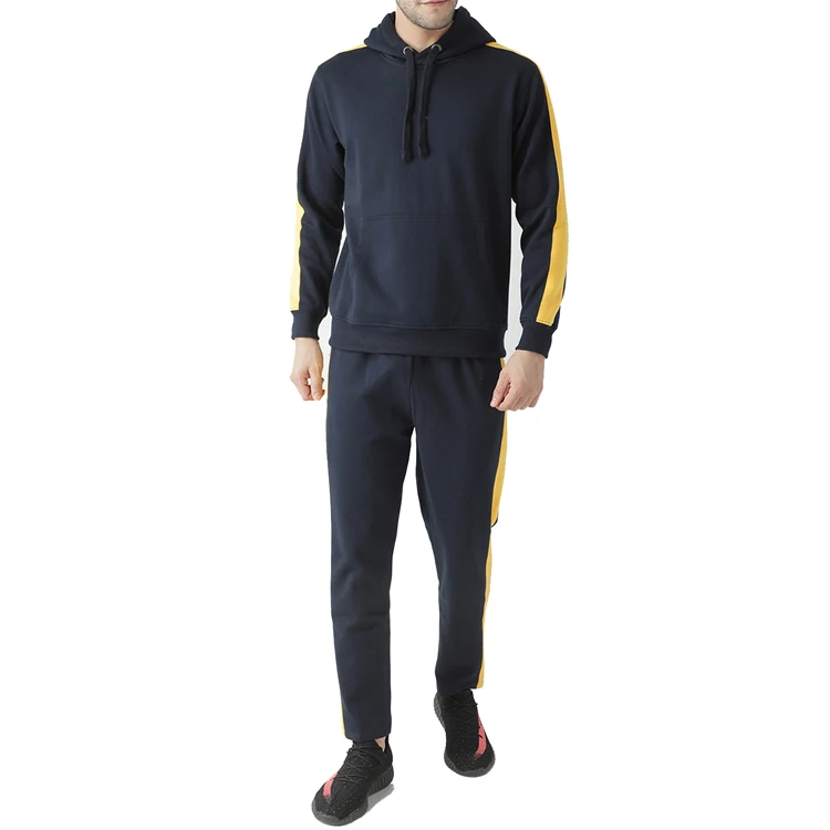 Design Your Own Two Piece Track Suit Mens Fitted Black With Side White